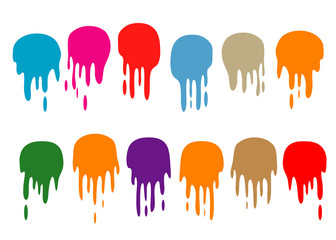 set of various color paint liquid blood drip splash vector element