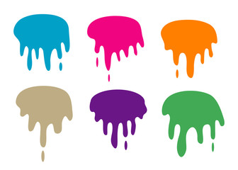 set of various color paint liquid blood drip splash vector element