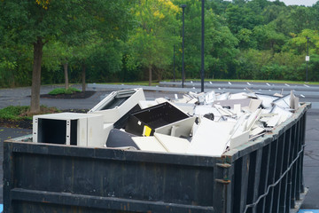 close up on waste in dump container