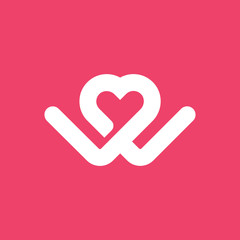 Letter W love logo
