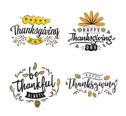 Obraz premium Happy Thanksgiving day typography.