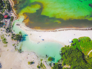 Drone photo of beach and lagoon Mexico 