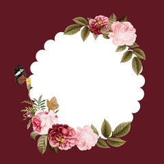 Blank floral frame card illustration