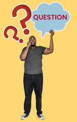 Confused man with a question