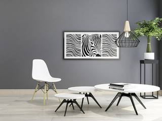 Modern minimalist black and white living room