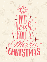 We wish you a merry christmas Calligraphic lettering text. Holiday, greeting cards, poster, decoration.