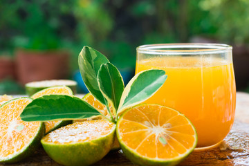 Orange juice with orange fruit