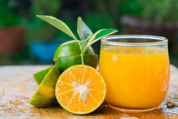 Orange juice with orange fruit