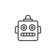 Robot emoji outline icon. linear style sign for mobile concept and web design. Chatbot smiley simple line vector icon. Symbol, logo illustration. Pixel perfect vector graphics