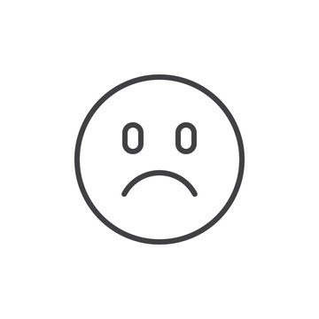 recommend clip art: Sad emoticon outline icon. linear style sign for mobile concept and web design. Sad smiley simple line vector icon. Symbol, logo illustration. Pixel perfect vector graphics