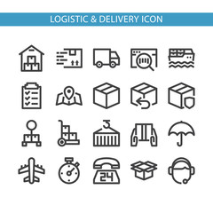 Simple Line Icon Related To logistic & Delivery