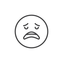 Disappointed face emoji outline icon. linear style sign for mobile concept and web design. Depressed and sad emoticon simple line vector icon. Symbol, logo illustration. Pixel perfect vector graphics