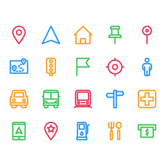 line icon set realted to map and navigation