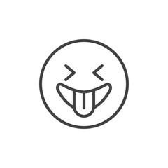 Playful emoticon outline icon. linear style sign for mobile concept and web design. Smiley jokingly stuck out its tongue simple line vector icon. Symbol, logo illustration. Vector graphics