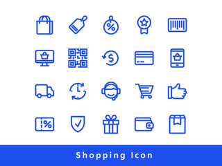 Line icon set related to shopping, e commerce, online shopping etc