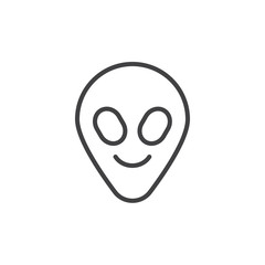 Alien face emoticon outline icon. linear style sign for mobile concept and web design. Humanoid head emoji simple line vector icon. Symbol, logo illustration. Pixel perfect vector graphics