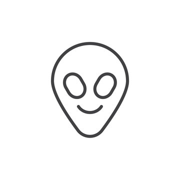 Alien face emoticon outline icon. linear style sign for mobile concept and web design. Humanoid head emoji simple line vector icon. Symbol, logo illustration. Pixel perfect vector graphics