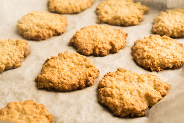 Fresh cooked oatmeal cookies from the baking oven