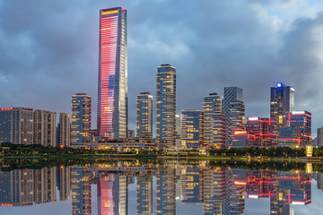 Shenzhen bustling city night scene