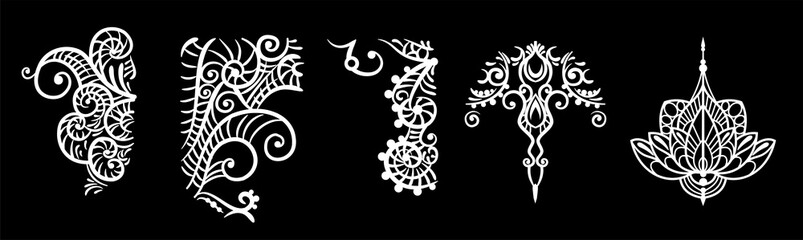 Fototapeta premium Collection, a set of beautiful abstract patterns, lace