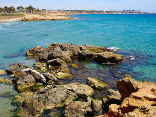 Popular summer travel destination Playa Flamenca Beach Orihuela Costa Spain