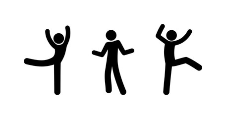 stick figure dancing people, pictogram dancer, isolated icon man