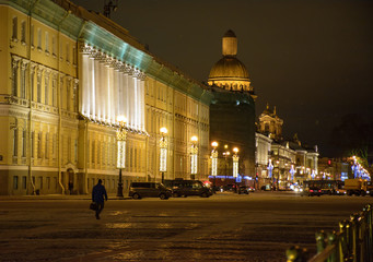 Festive decoration of the center of St. Petersburg for the New year.