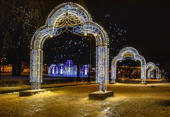 Festive decoration of the center of St. Petersburg for the New year.