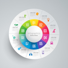 Infographics design vector and business icons with 10 options.