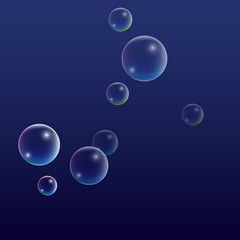 ubble with Hologram Reflection. Set of Realistic Water or Soap Bubbles for Your Design.