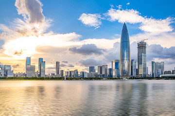 Shenzhen Houhai CBD skyline at dusk
