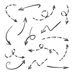 dashed arrows on white background