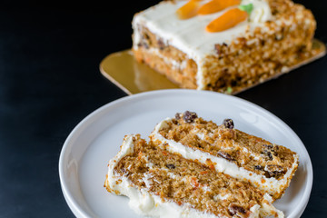 Moist delicious carrot cake slice with cake loaf