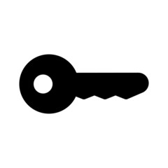 A black and white silhouette of a key