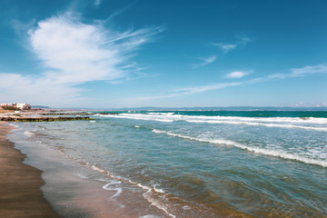 Beautiful beach and incredible sea in Pomorie, Bulgaria.