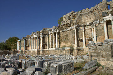 Fototapeta na wymiar Ruins of the Greek Roman city.Side.Turkey.
