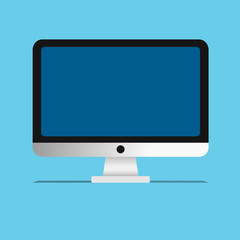 Flat design business Vector Illustration creative concept template copy space text for Ad website promotion esp isolated. Desktop Computer Display Monitor Mounted Wide Screen Device PC Hardware