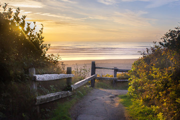 Fototapeta na wymiar Sunset at a Coastal Ocean Beach