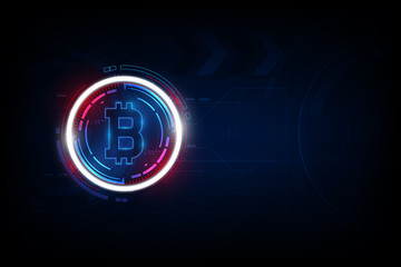  bitcoin digital currency, futuristic digital money, technology worldwide network concept, vector illustration