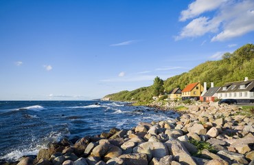View of fishing hamlet on west coast of Bornholm island - Teglkas, Denmark