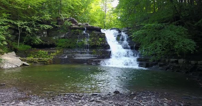 Running Mountain Waterfall Aerial