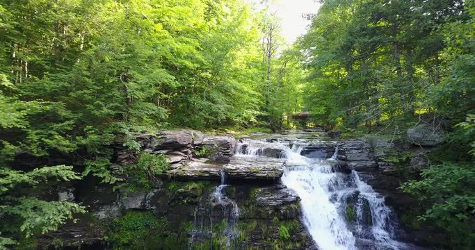 Beautiful Waterfall Catskill Mountains Aerial