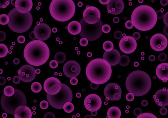 Purple bubbles on a black backdrop. Abstract wallpaper background.