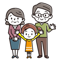 幸せシニア夫婦と孫