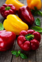 Bell peppers on a wooden background