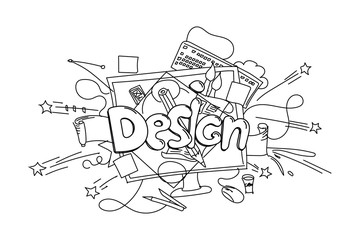 Design phrase. Vector hand drawn illustration isolated on white background