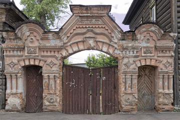 Mongolia, East Asia &ndash;  old, wooden gate.