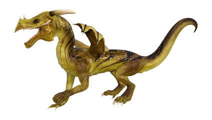 3D Rendering Fairy Tale Dragon on White