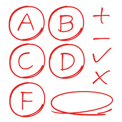 red hand drawn exam results, grade results