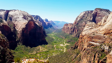 Obraz premium View from Angel´s Landing Trail in Zion National Park in Utah, USA